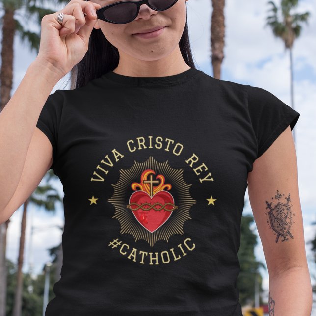 Viva Cristo Rey Roman Catholic Sacred Heart  T-Shirt (Creator Uploaded)