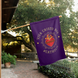 Viva Cristo Rey Sacred Heart Catholic  House Flag