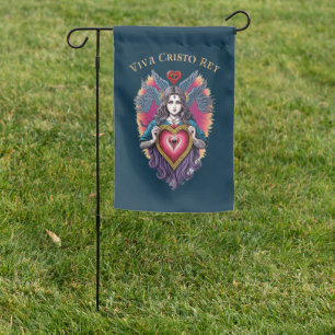 Viva Cristo Rey Sacred Heart Roman Catholic Garden Flag