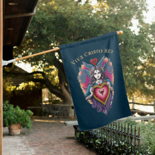 Viva Cristo Rey Sacred Heart Roman Catholic House Flag