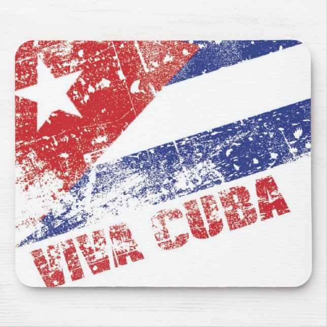 Viva Cuba Flag Distressed Mouse Pad (Front)
