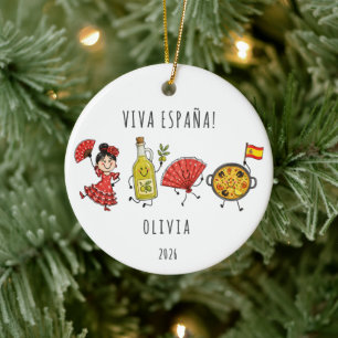 Viva España Personalized Spain Travel Ceramic Ornament