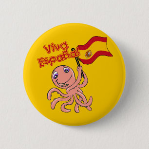 Viva Espana with Octopus Soccer Tshirt Button
