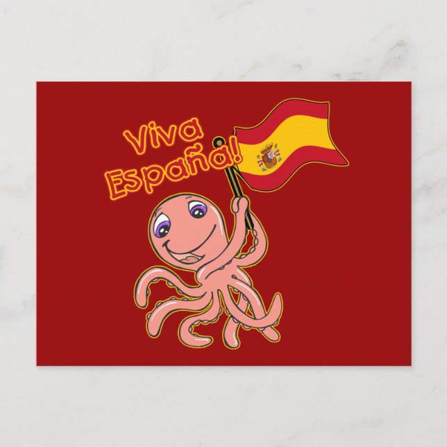 Viva Espana with Octopus Soccer Tshirt Postcard (Front)