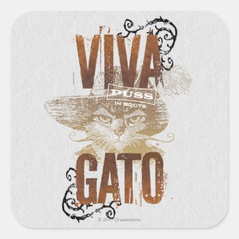 Viva Gato 2 Square Sticker by pussinboots at Zazzle