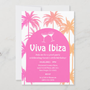 Viva Ibiza Summer Birthday Party Invitation