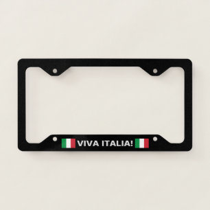 Viva Italia Italy Flag Black License Plate Frame