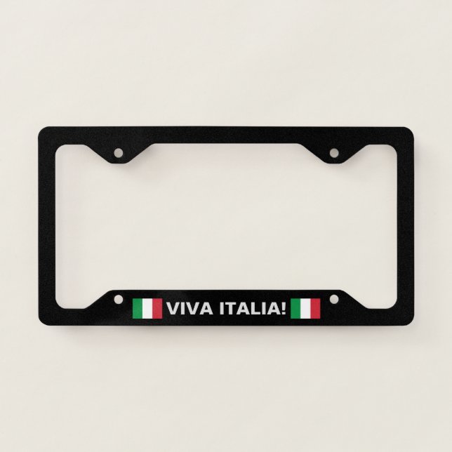 Viva Italia Italy Flag Black License Plate Frame (Front)