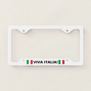Viva Italia Italy Flag White License Plate Frame