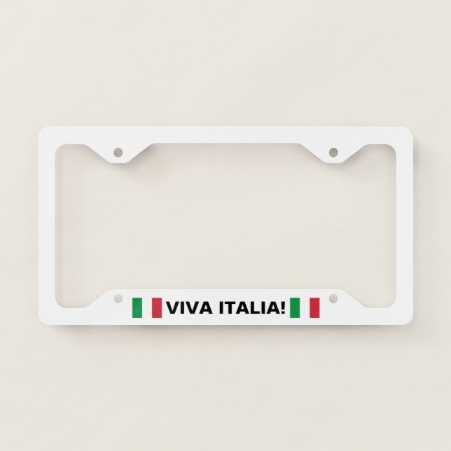 Viva Italia Italy Flag White License Plate Frame (Front)