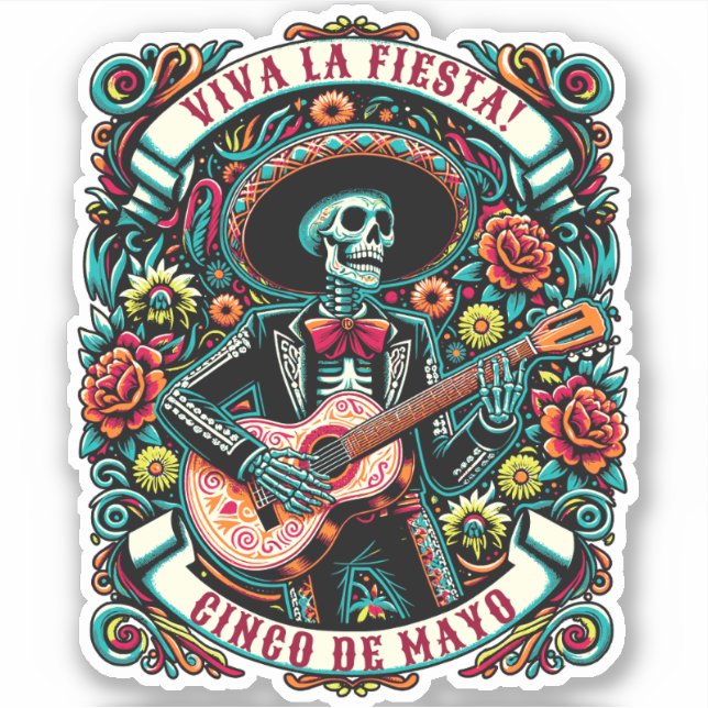 Viva La Fiesta! Cinco de Mayo design Sticker (Front)