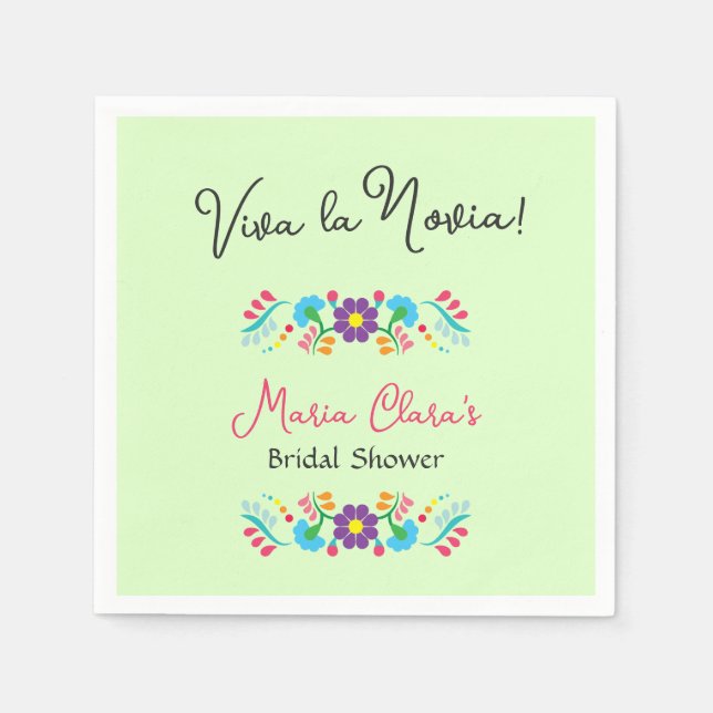 Viva la Novia Mexican Despedida Bash Bridal Shower Napkins (Front)