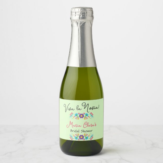 Viva la Novia Mexican Despedida Bash Bridal Shower Sparkling Wine Label (Front)