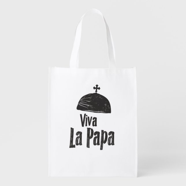 Viva La Papa, Long Live the Pope Grocery Bag (Front)