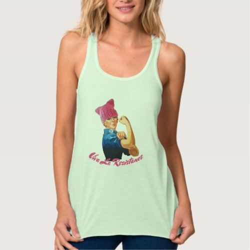 Viva La Resistance with Rosie in a Pink Hat Tank Top