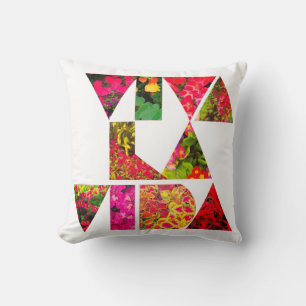 VIVA LA VIDA White and Floral Letters Throw Pillow