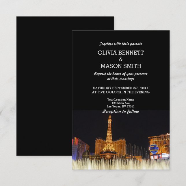 Viva Las Vegas Destination Wedding Invitation (Front/Back)