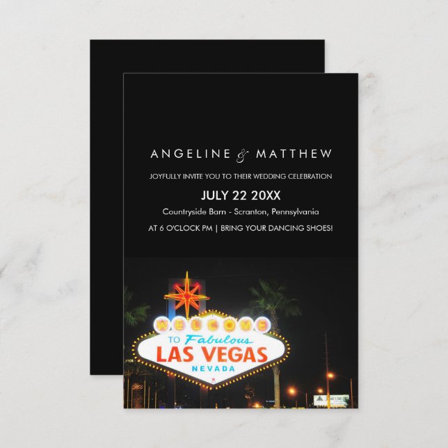 Viva Las Vegas Destination Wedding Invitation (Front/Back)