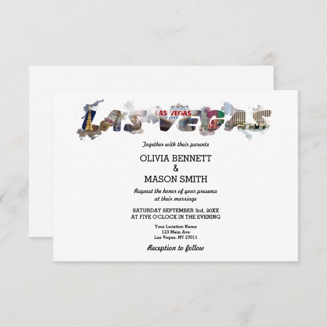 Viva Las Vegas Destination Wedding Invitation (Front/Back)