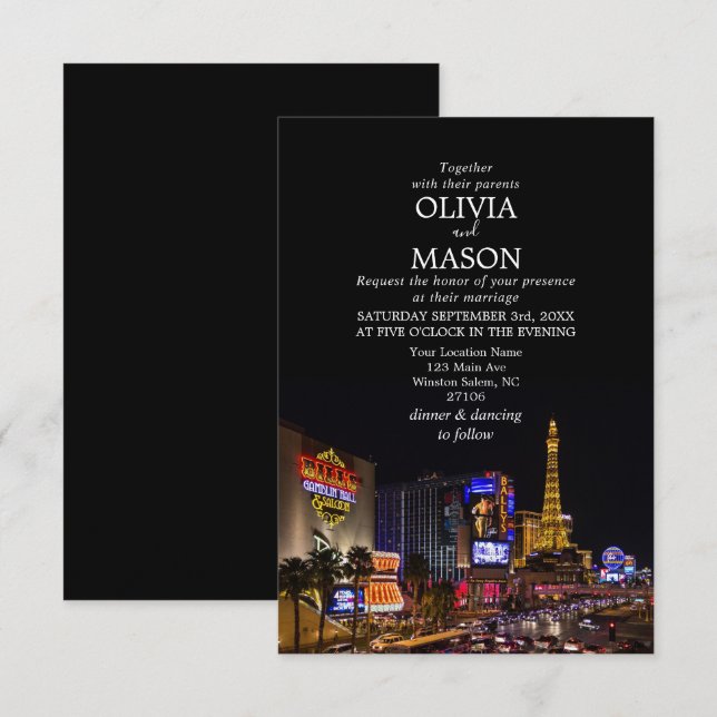 Viva Las Vegas Destination Wedding Invitation (Front/Back)