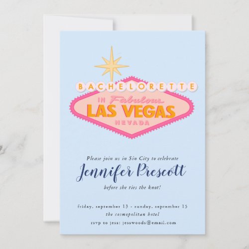 Viva Las Vegas Sign Bachelorette Party Invitation