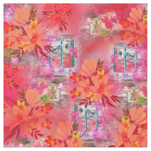 Viva Magenta 2023 girl in the window Fabric