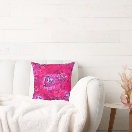 Viva Magenta 2023 girl in the window Throw Pillow