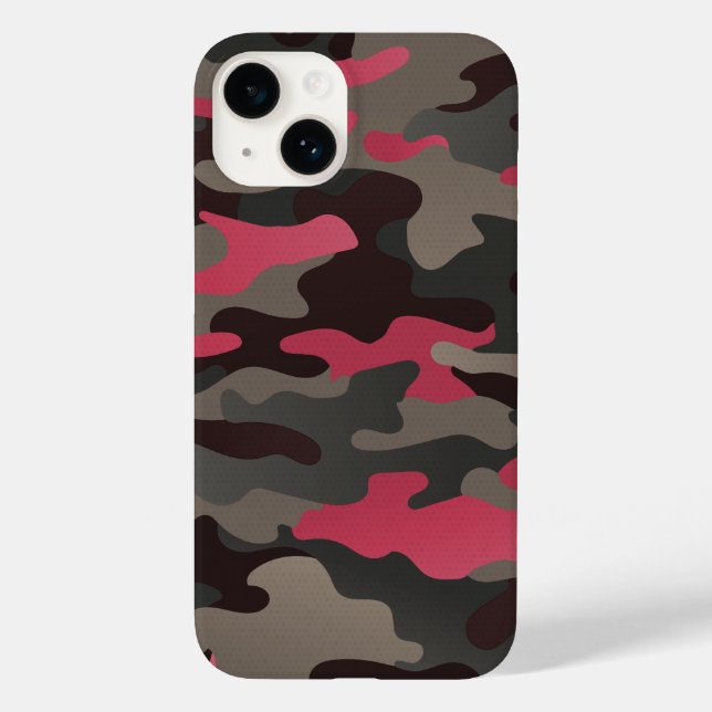 Viva Magenta and Gray Camo Case-Mate iPhone Case (Back)