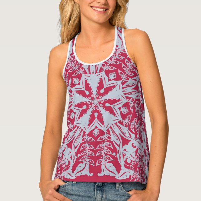 Viva Magenta and Silver Tank Top (Front)