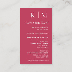 Viva Magenta and white-Modern-Save the Date- Business Card