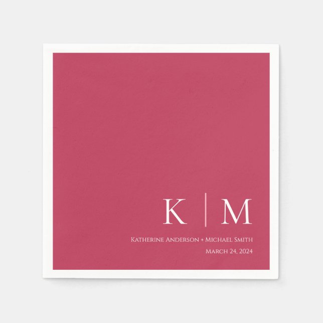 Viva Magenta and White-Wedding- Napkins (Front)