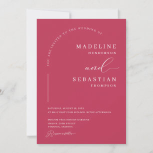 Viva Magenta Bold Modern Arch Photo Wedding Invitation