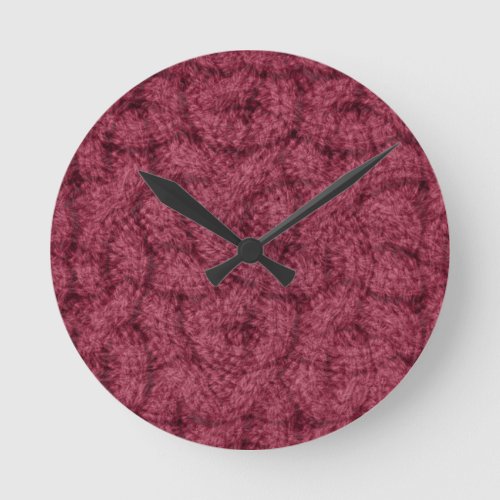 Viva Magenta Color Textured Round Clock