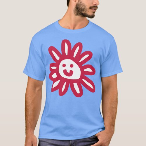 Viva Magenta Daisy Flower Smiley Face Graphic T_Shirt