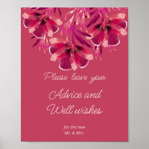 Viva Magenta Floral Advice and Well wishes  Poster