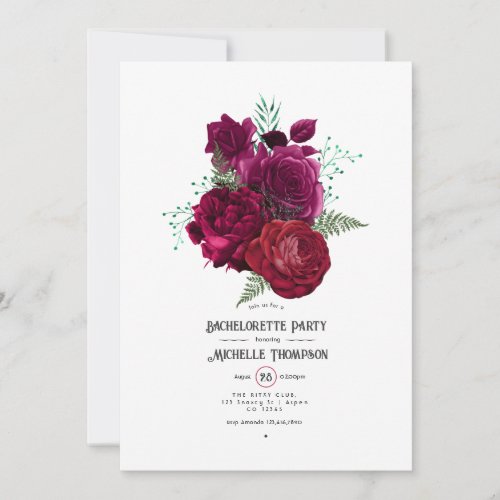 Viva Magenta Floral Bachelorette Party Invitation