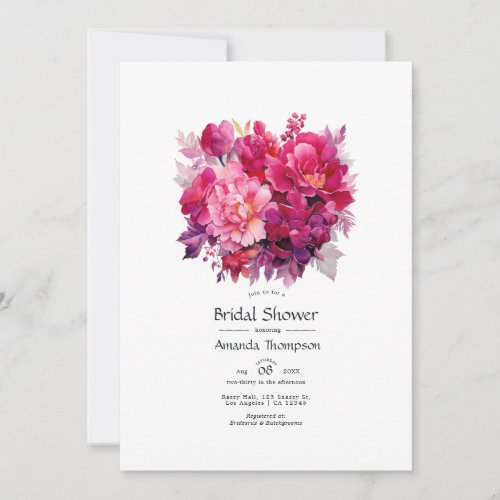 Viva Magenta Floral Bridal Shower Invitation