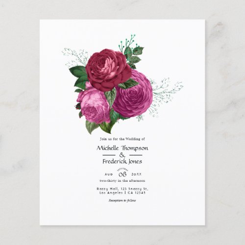 Viva Magenta Floral Wedding Invitation Flyer