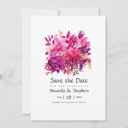 Viva Magenta Floral Wedding Save The Date
