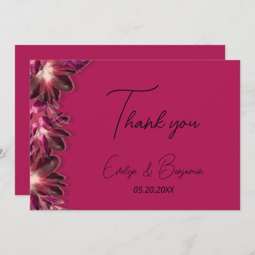 Viva Magenta floral wedding   Thank You Card
