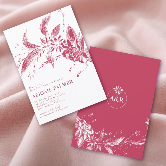 Viva magenta flowers wedding bridal shower invitation (Creator Uploaded)