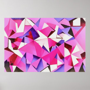 Viva Magenta Geometric Hydrangea Abstract Art Poster