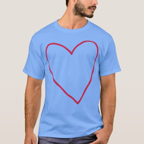 Viva Magenta Heart Line Drawing T_Shirt