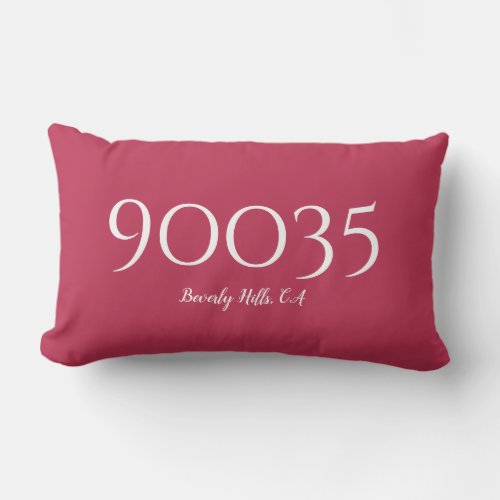 Viva Magenta Minimal City State Zip Code Location Lumbar Pillow