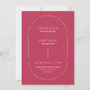 Viva Magenta Modern Arch QR Code Wedding Photo Invitation