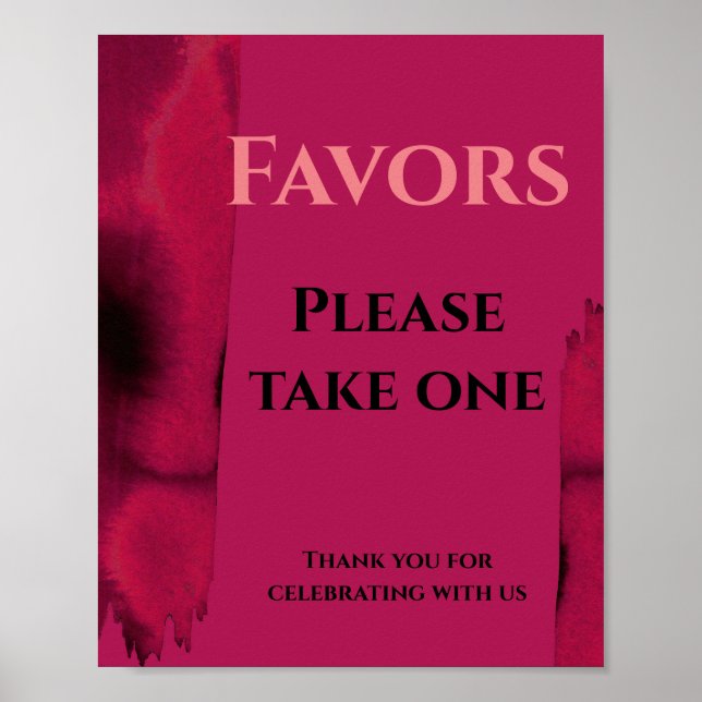 Viva Magenta, Modern Favors please take one Poster (Front)