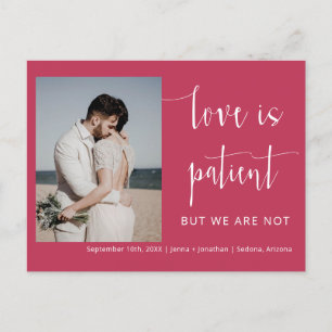 Viva Magenta Modern Minimal Script Photo Elopement Postcard
