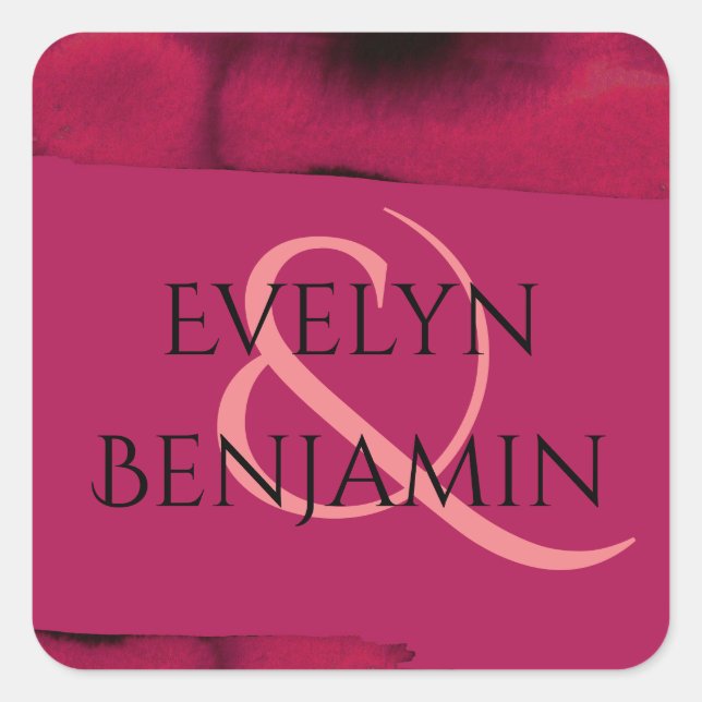  Viva Magenta Modern Square Sticker (Front)