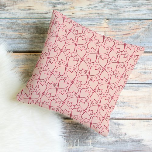 Viva Magenta  Pale Dogwood Heart_Patterned Throw Pillow