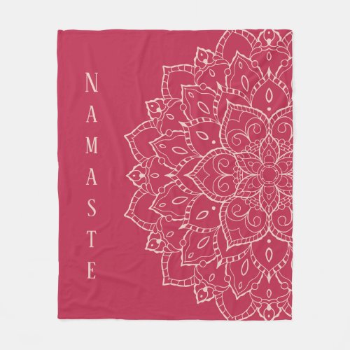 Viva Magenta  Pale Dogwood Namaste Mandala Fleece Blanket